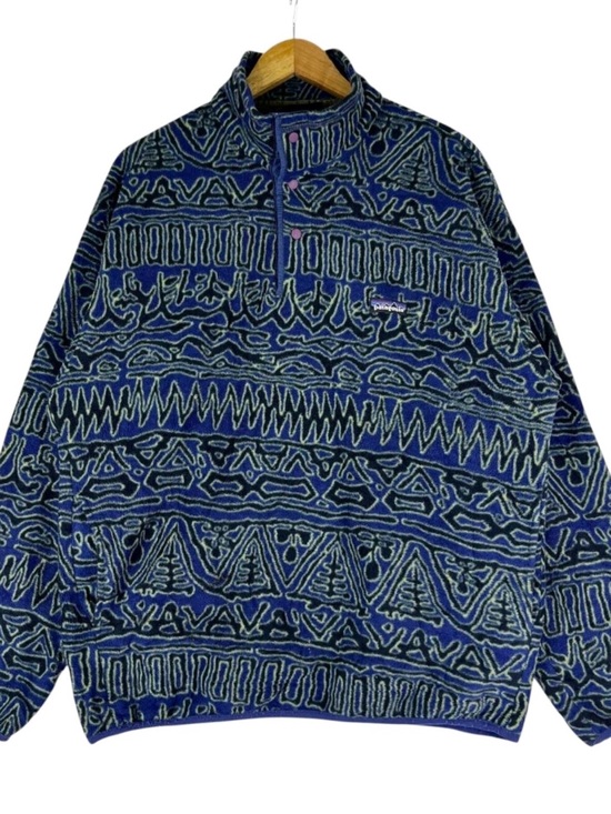 Patagonia Other - Vintage 90s Patagonia Synchilla Fleece Blue Aztec Print Snap-T RARE | Size Small